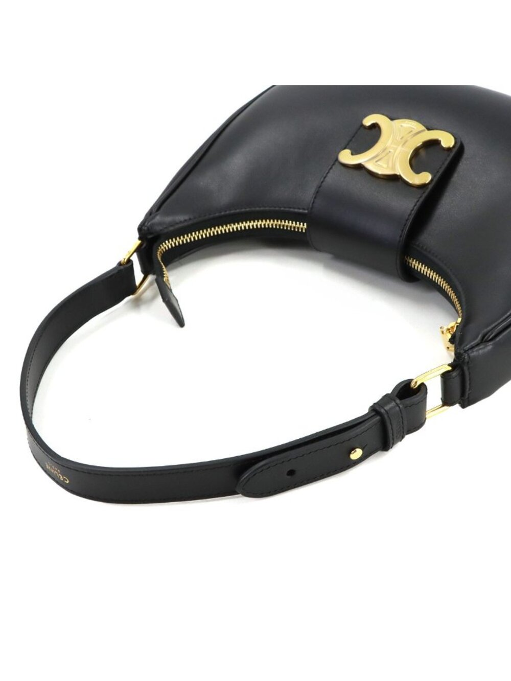 Celine Triomphe Ava Shoulder Bag Leather Black Gold - Picture 6 of 9